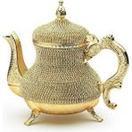 Feyza Design Zamak Döküm Çaydanlık ve Ibrik Seti, Taş Kaplamalı, Dekoratif Tasarım - Altın - Seçenek 1
