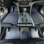 Feyza Oto Opel Combo Serisi 2011 - 2018 Uyumlu Dıamond Araca Özel Havuzlu Deri Oto Paspas - Siyah - Mavi