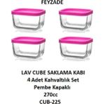 Feyzade Cube Kahvaltılık Saklama Kabı Seti 4 Adet 270 Cc - Pembe