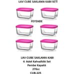 Feyzade Cube Kahvaltılık Saklama Kabı Seti 6 Adet 270CC (CUB-225) - Pembe