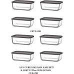 Feyzade Cube Kahvaltılık Saklama Kabı Seti 8 Adet 1170CC (CUB-238) - Gri