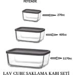 Feyzade Cube Saklama Kabı Seti 1170CC-405CC-270CC CUB-238/235/225 (3 Renk) - Gri