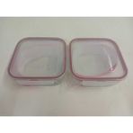 Feyzade Fresco Cam Kilitli Saklama Kabı 2’li Set 1150CC Kare (FRS-249) - Pembe