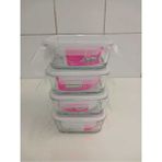 Feyzade Fresco Cam Kilitli Saklama Kabı 4’lü Set 1150CC Kare (FRS-249) - Beyaz