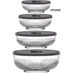 Feyzade Tokyo Saklama Kabı 4'Lü Set 2600 Cc 1500 Cc- 880 Cc-600 Cc - Gri