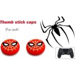 Feza Ps4 Dualshock 4 2 Adet Spiderman Kabartma Desenli Kırmızı - Siyah Analog Başlığı