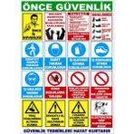 Fezzstore Önce Iş Güvenliği Birleşik 16 Toplu Uyarı Levhası 70*100 Dekote