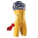 FFFF & OLFEH Erkekler Triatlon Üçlü Takım Elbise, Bisiklet Skinsuit, Kolsuz tek parça bisiklet forması, Hızlı Kuru ve Nefes Alabilir Yarım Kollu Aerodinamik Skinsuit, P4, XL