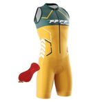 FFFF & OLFEH Erkekler Triatlon Üçlü Takım Elbise, Bisiklet Skinsuit, Kolsuz tek parça bisiklet forması, Hızlı Kuru ve Nefes Alabilir Yarım Kollu Aerodinamik Skinsuit, P5, S