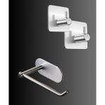 FH Design Home Paslanmaz Çelik Set Tuvalet Kağıtlığı - 2 Adet Havlu - Bornoz Askısı - Yapışkanlı Bant Sistem