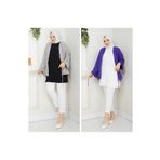 fh fashionhere Kadın Tesettür Kolsuz 2'li Paket Siyah Ekru Piliseli Içlik Gömlek Tunik Bluz Pliseli Pileli