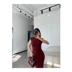 fh fashionhere Kolsuz Uzun Likralı Elbise - Bordo