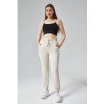 FHELIA Kadın Krem Modal Kumaş Lastikli Paça Tek Alt Jogger Pantolon
