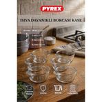 Fhilli Pyrex - 6'lı Isıya Dayanıklı Borcam Kase Çizilmez Sufle Güveç Fırın Kabı 300 ml Yuvarlak