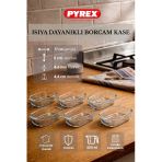 Fhilli Pyrex - 6'lı Isıya Dayanıklı Borcam Kase Çizilmez Sufle Güveç Fırın Kabı 400 ml Dikdörtgen