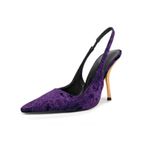 FHVCMTG Yüksek Topuklu Kadın Slingback Sivri Burun Stiletto Altın Kadife Sandalet Parti Düğün Gelin Elbise Ayakkabı 10CM