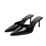 FHVCMTG Yüksek Topuklu Kadın Stiletto Sivri Burun Sırtı Açık Topuklu Sandalet Elbise Parti Katır Ayakkabıları 6CM, Siyah, 35