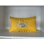 Fi Atelier Yengeç Nakışlı Kırlent Kılıfı - 30 x 50 cm - Acem Lalesi Sarısı