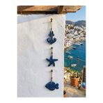 Fi Hediyelik Bodrum Mavisi Seramik Duvar Balkon Bahçe Teras Süsü Seti 3'lü Ege Temalı Çapa Deniz Yıldızı Balık Ev Dekorasyonu
