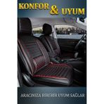 fiat Brava Lüx Deri Oto Koltuk Kılıfı Ön Arka Takım Elit Serisi Siyah Kırmızı - Siyah - Kırmızı
