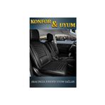 Fiat Doblo 2015-2022 2+1 Parçalı Lüx Deri Oto Koltuk Kılıfı Ön Arka Takım Safir TAM SİYAH