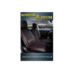 Fiat Doblo Cargo 2+1 Parçalı Lüx Deri Oto Koltuk Kılıfı Ön Arka Takım Safir SİYAH KIRMIZI