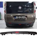 Fiat Doblo D3 D4 Difüzör Arka Tampon Eki 4 Egzoz Çıkışlı Siyah