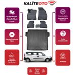 Fiat Doblo Maxi 2019 Model Bagaj Havuzu+4d Araca Özel Havuzlu Paspas Takımıı Prqx - Siyah