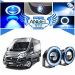 Fiat Ducato Uyumlu, Universal Mercekli Led Angel Sis Farı, 76mm Buz Mavi Renk