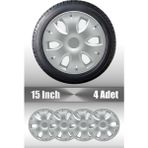Fiat Egea 15" Inç Uyumlu 4 Adet 1 Takım Gri Kırılmaz Esnek Jant Kapağı 021 - Universal