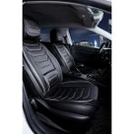 fiat Egea Sedan Uyumlu Yarı Deri Oto Koltuk Kılıfı Ön-Arka Set Eyfel Series Siyah-Beyaz - Siyah - Beyaz