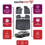 Fiat Egea Stw 2018 Model Alt Bagaj Havuzu+4d Araca Özel Havuzlu Paspas Takımıı Prqx - Siyah