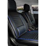 Fiat Egea Stw ile Uyumlu Lüx Deri Oto Koltuk Kılıfı Ön Arka Takım Saturn Siyah Mavi - Siyah - Mavi