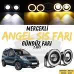 Fiat Fiorino 2008-2023 Uyumlu Üniversal Mercekli Angel Sis Farı Metal Su Geçirmez 76 Mm Sarı Halkalı Gündüz Farı Angel Eyes 2 Adet Şüscaroto Aksesuar