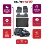 Fiat Fiorino 2024 Model Bagaj Havuzu+4d Araca Özel Havuzlu Paspas Takımıı Prqx - Siyah