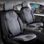 Fiat Fullback Lüx Deri Detaylı Oto Koltuk Kılıfı Ön Arka Takım Cyrus Füme
