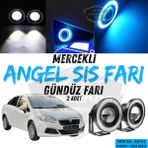 Fiat Linea 2007-2018 Uyumlu Üniversal Mercekli Angel Sis Farı Metal Su Geçirmez 76 Mm Buz Mavi Halkalı Gündüz Farı Angel Eyes 2 Adet
