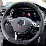 Fiat Linea Uyumlu Dikmeli Direksiyon Kilifi Nokta Desenli Alkantra Mavi Yuzuklu