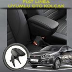 Fiat Linea Uyumlu Kol Dayama ve Kolçak Sürgülü Bardaklıklı Ayarlanabilir Siyah Deri - Bej