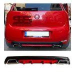 Fiat Punto Difüzör Arka Tampon Eki 2 Egzoz Çıkışlı Kırmızı Lüx Tip