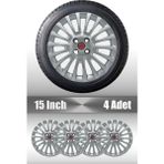 Fiat Punto Doblo Linea Fiorino 15" Inç Uyumlu 4 Adet 1 Takım Gri Kırılmaz Esnek Jant Kapağı 020 - Universal