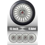 Fiat Punto Doblo Linea Fiorino 15" Inç Uyumlu 4 Adet 1 Takım Gri Kırılmaz Esnek Jant Kapağı 023 - Universal