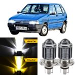 Fiat Uno 1992-2001 Uyumlu Mercekli Far Ampulü Led Xenon Çift Renk Sarı-Beyaz Far Şimşek Etkili Csp Led Lamba Uzun Kısa 2 Adet Takım