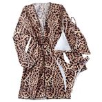 Fiauli 1 Takım Bikini Mayo Hızlı Kuruyan Leopar Baskılı Polyester Mayo Rahat Streç Kadın Mayo SPA için, Kahverengi S, S-L
