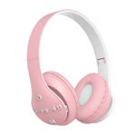 Fiauli ST93 Kablosuz Kulaklık, Ayarlanabilir Katlanabilir Bluetooth Kulaklık, ABS Bluetooth uyumlu 5.1 Makaron Kulaklık, Spor için TF Kartı Desteği-Pembe