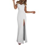 Fiauli Straplez Abiye Kadın Abiye Off-Omuz Backless Bölünmüş Hem Düz Renk Maxi Elbise Kadın Abiye, beyaz, L
