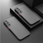 Fibaks A54 Kılıf Mat Parmak Izi Yapmaz Kamera Korumalı Renkli Tuşlu Sert Silikon Hux Kapak - Galaxy A54 - Siyah