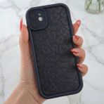Fibaks Apple iPhone 11 Kılıf Yumuşak Siyah Leopar Desenli Yumuşak Kamera Korumalı Silikon Kapak