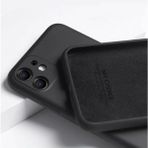 Fibaks Apple iPhone 12 Kılıf Kadife Lansman Soft Yumuşak Liquid Silikon Kamera Korumalı Kapak - Siyah