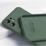 Fibaks Apple iPhone 12 Kılıf Kadife Lansman Soft Yumuşak Liquid Silikon Kamera Korumalı Kapak - Yeşil